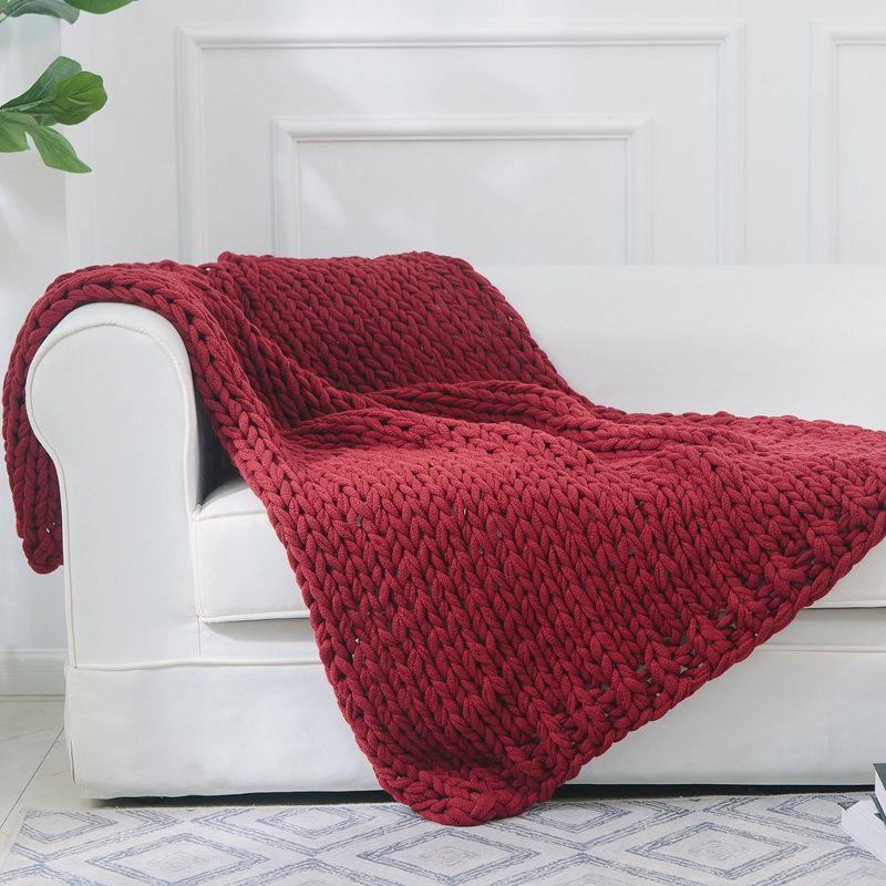 Cheer Collection Chunky Cable Knit Throw Blanket - 50" x 60"