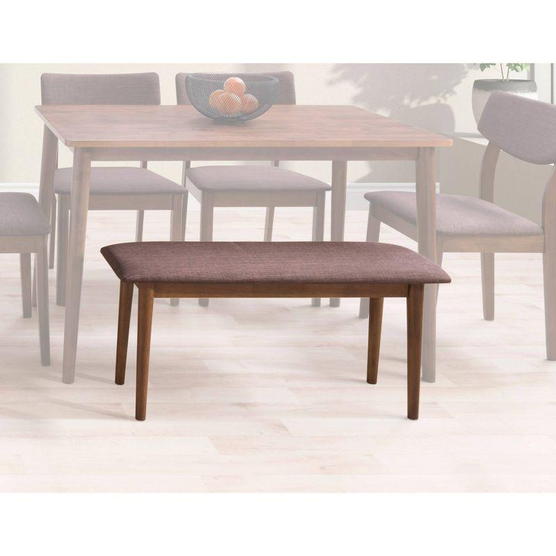 CorLiving Branson Wood Dining Bench Walnut Stain: Upholstered Rectangle Seat, 36" Length, Rubberwood Legs