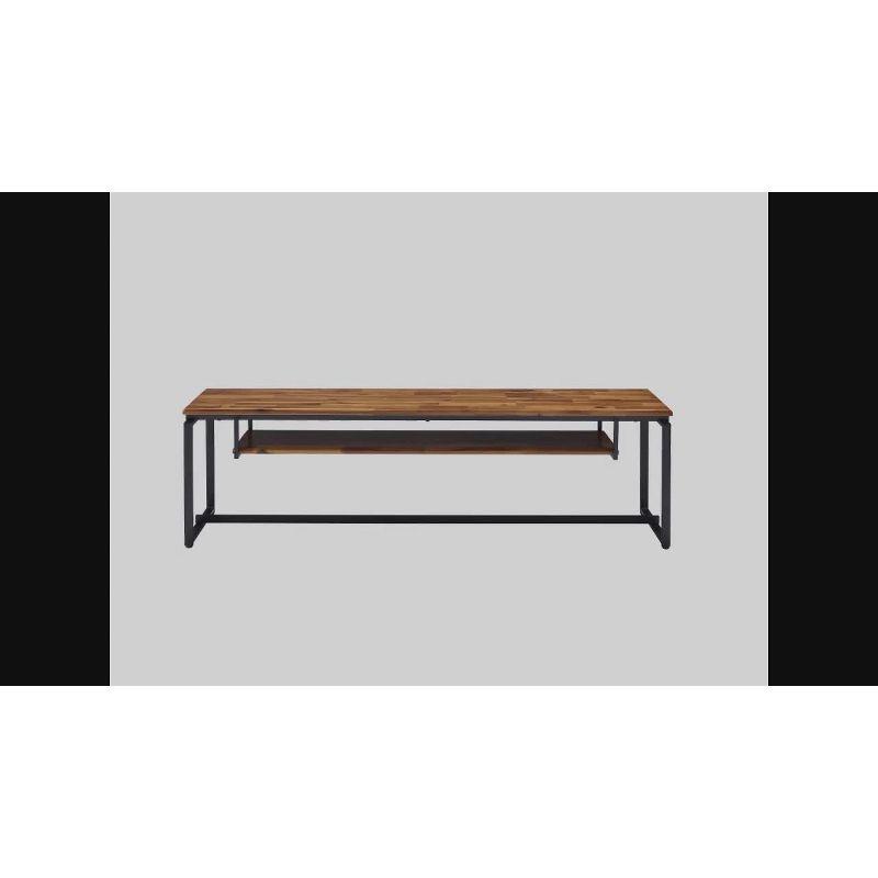 67" Jurgen TV Stand for TVs up to 65" Oak/Black Metal - Acme Furniture: Industrial Style, Open Shelf