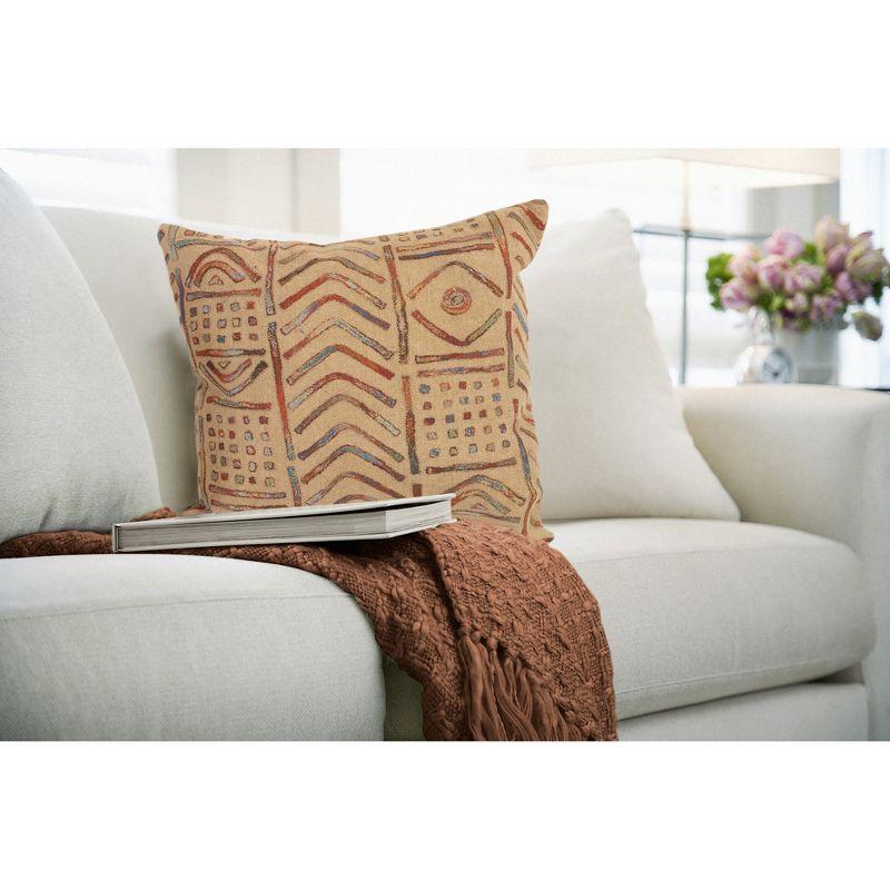 Round Beige Polyester Indoor/Outdoor Decorative Pillow