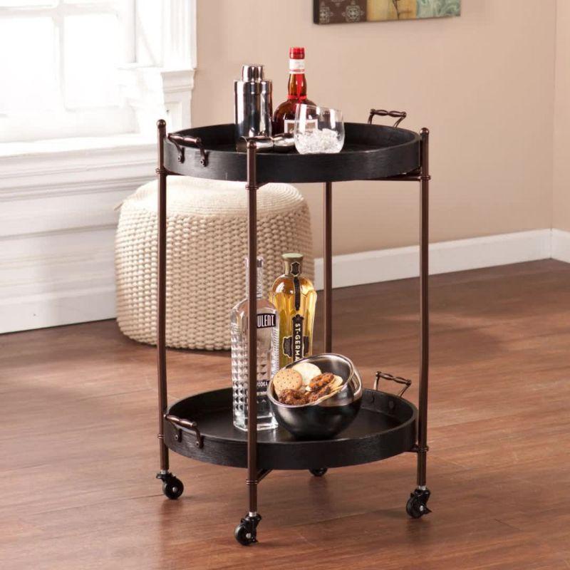 Alfred Two-Tier Round Butler Table - Black - SEI
