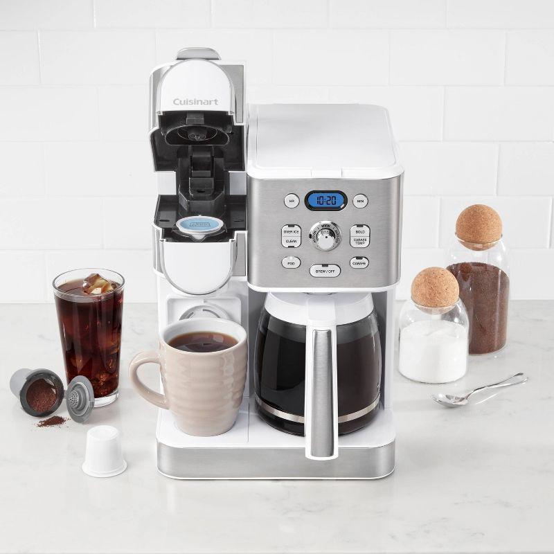 Cuisinart Coffee Center 2-IN-1 Coffee Maker and Single-Serve Brewer - White - SS-16W: Drip & Single Serve, 12 Cup, Programmable