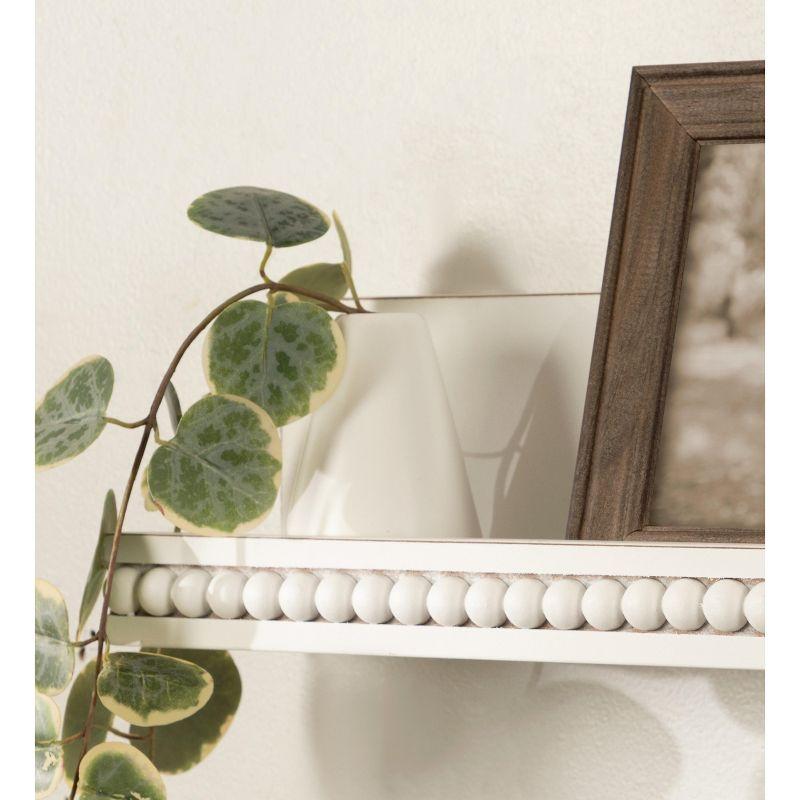 White Beaded Floating Wall Shelf, 36-Inch MDF