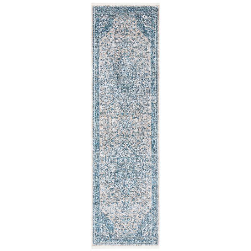 Elegant Victoria Blue-Grey Hand-Knotted Synthetic Area Rug, 2'2" x 4'