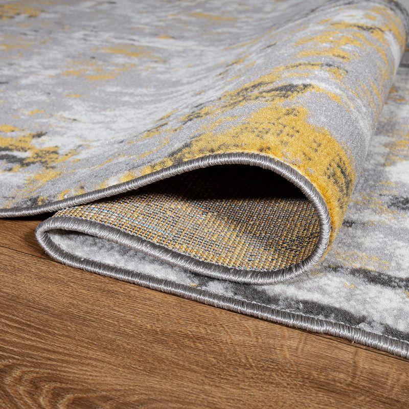 World Rug Gallery Distressed Modern Abstract Area Rug - Yellow 5' x 7'