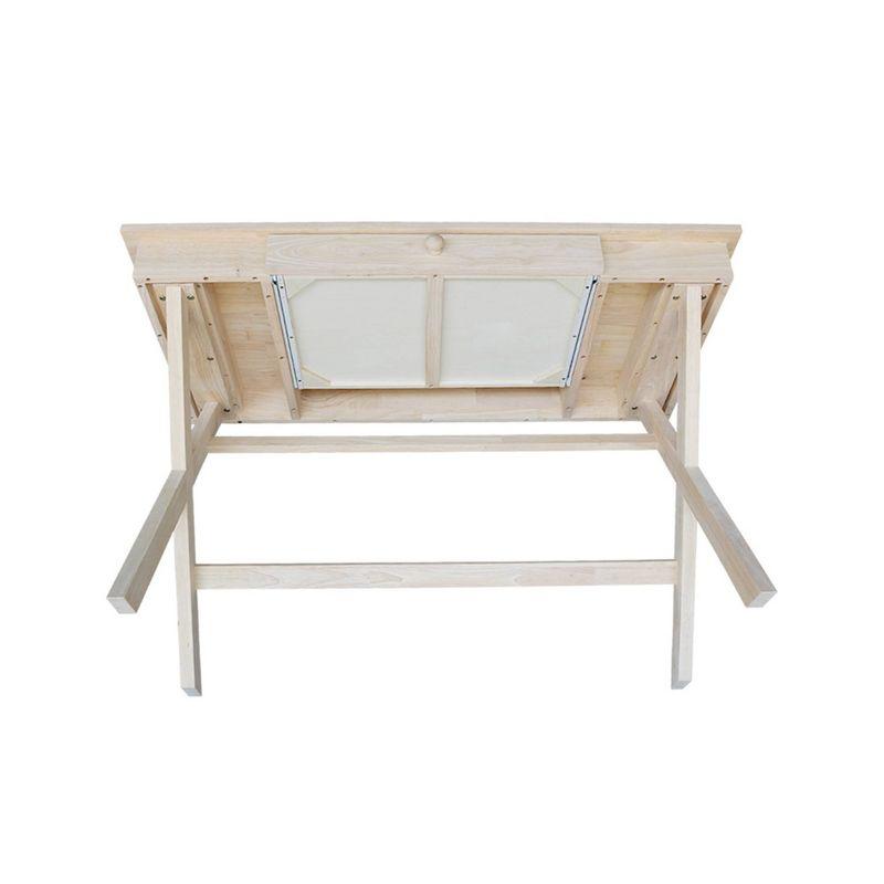 Cross Leg Desk Unfinished - International Concepts: Rubberwood Writing Desk with Drawer, Hardwood Frame