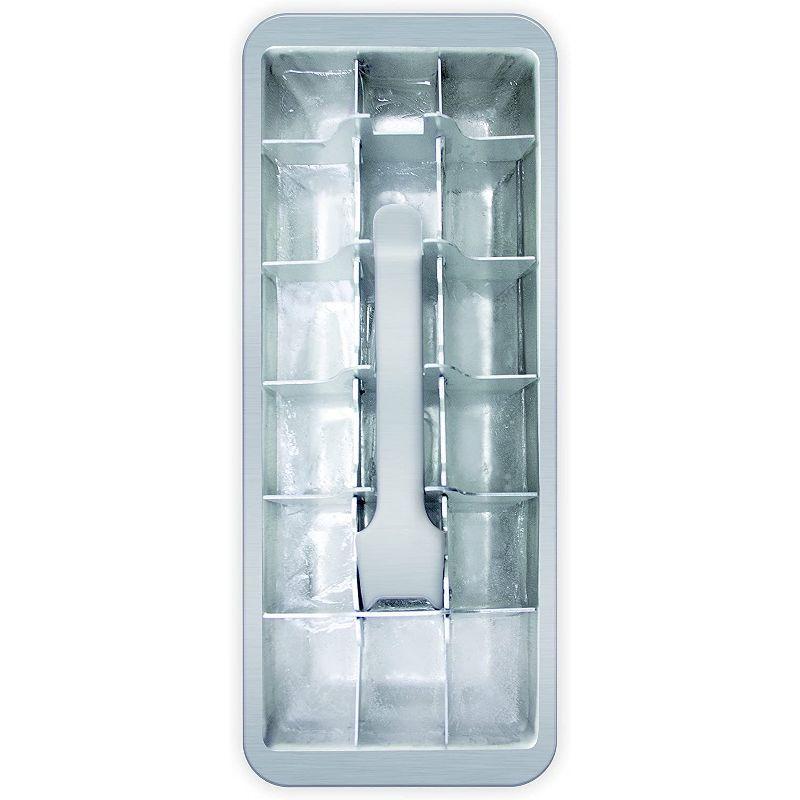 Vintage Silver Aluminum Ice Cube Tray with Lever Handle