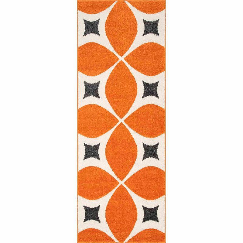 Handmade Tufted Deep Orange Synthetic Runner Rug, 32x6 in