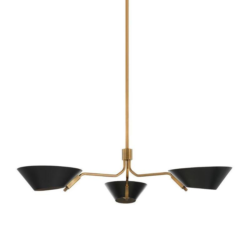 Sacramento Patina Brass and Soft Black 3-Light Chandelier