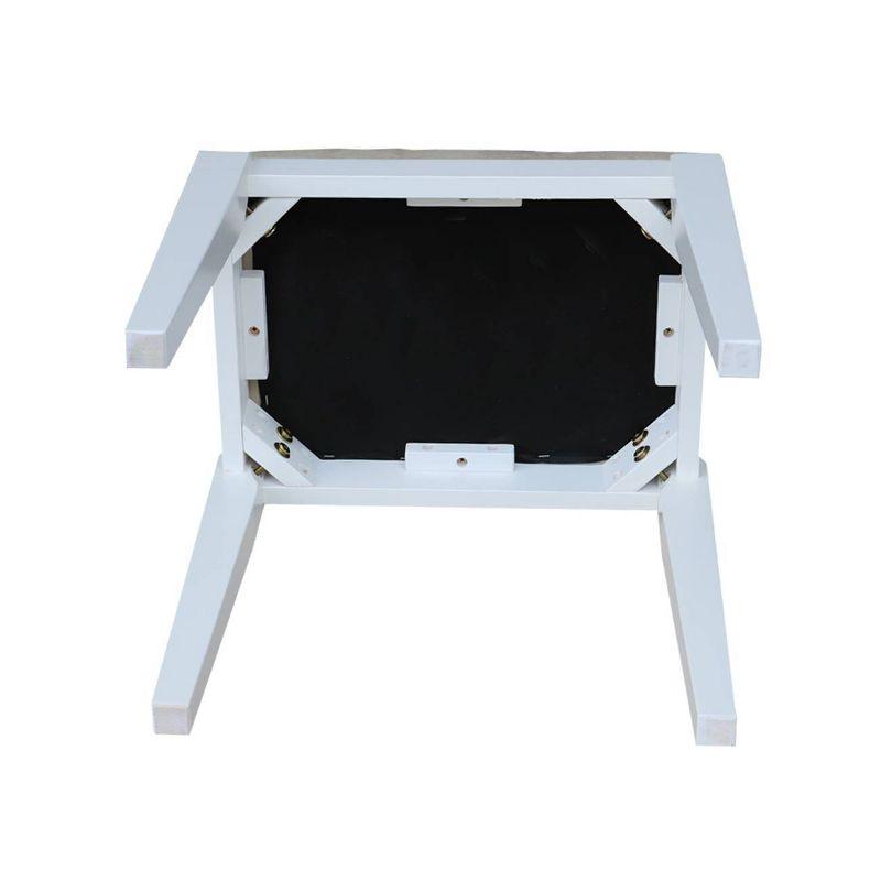 Gray Microfiber Upholstered Vanity Bench with White Frame