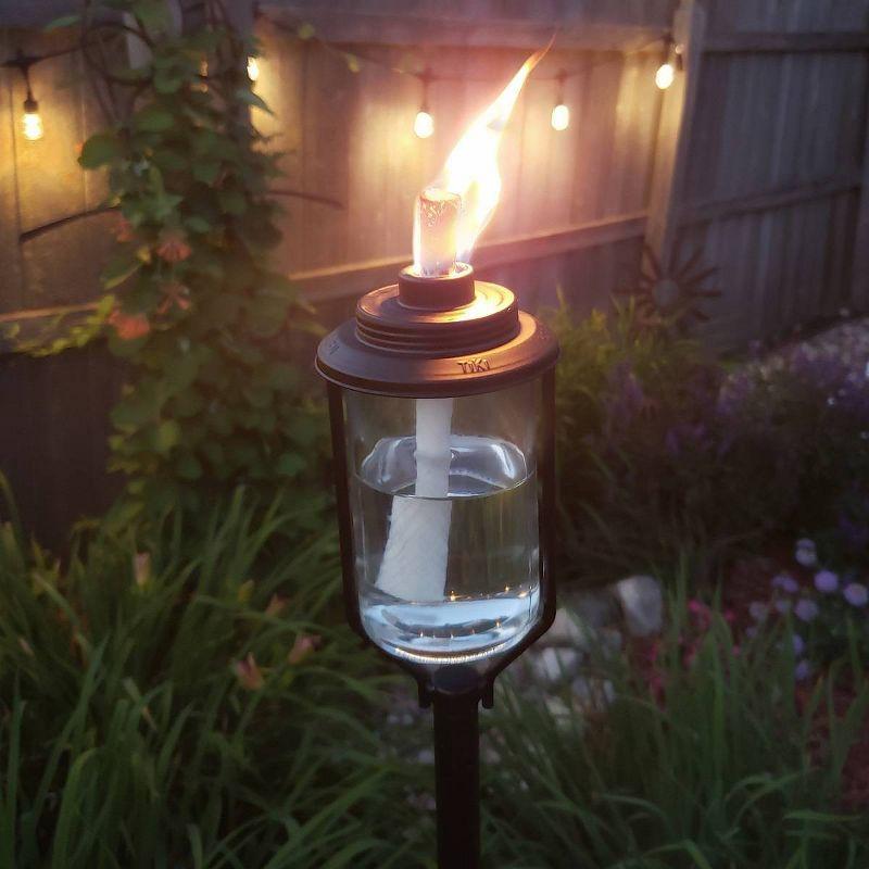 TIKI Simply Glass Torch: Outdoor Stake Torches, Refillable, Kerosene/Lamp Oil Powered, Matte Finish