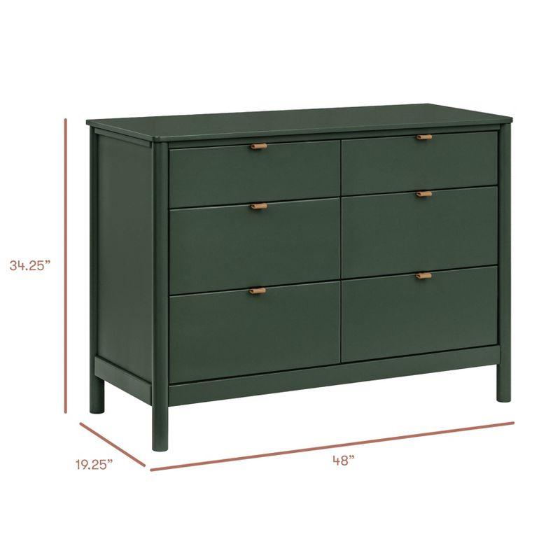 Forest Green 6-Drawer Dresser with Vegan Leather Pulls