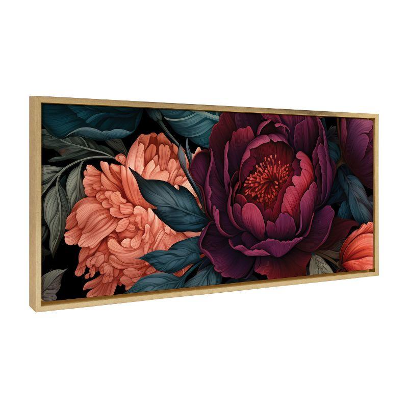 Dark Academia Jewel Tones Floral Canvas Print with Frame