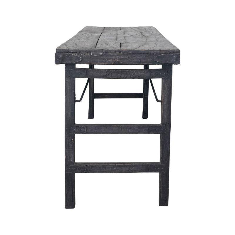 Storied Home Reclaimed Wood Long Folding Table Distressed Blackwashed: Rustic, No Assembly, 275lb Capacity