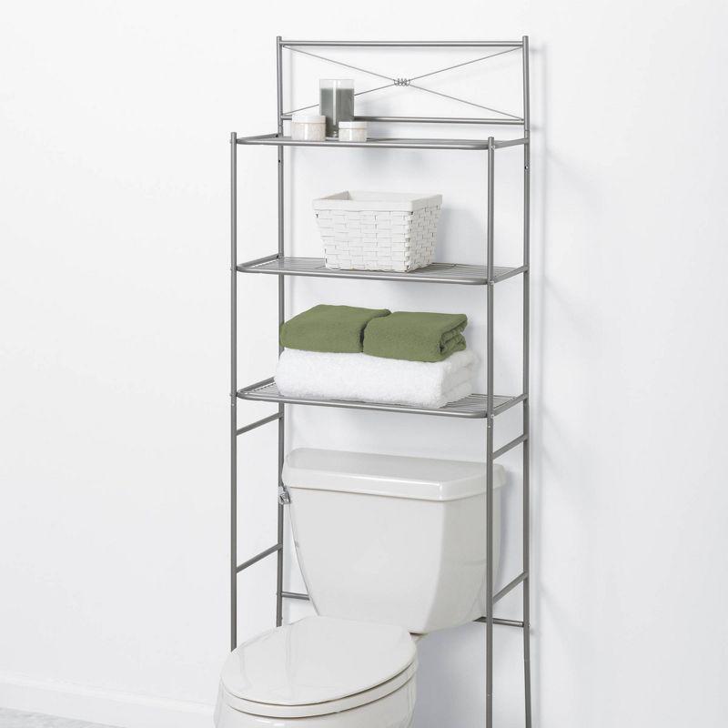 Spacesaver Over the Toilet Etagere Brushed Nickel - Zenna Home: 3-Shelf Metal Bathroom Organizer, Spot Clean