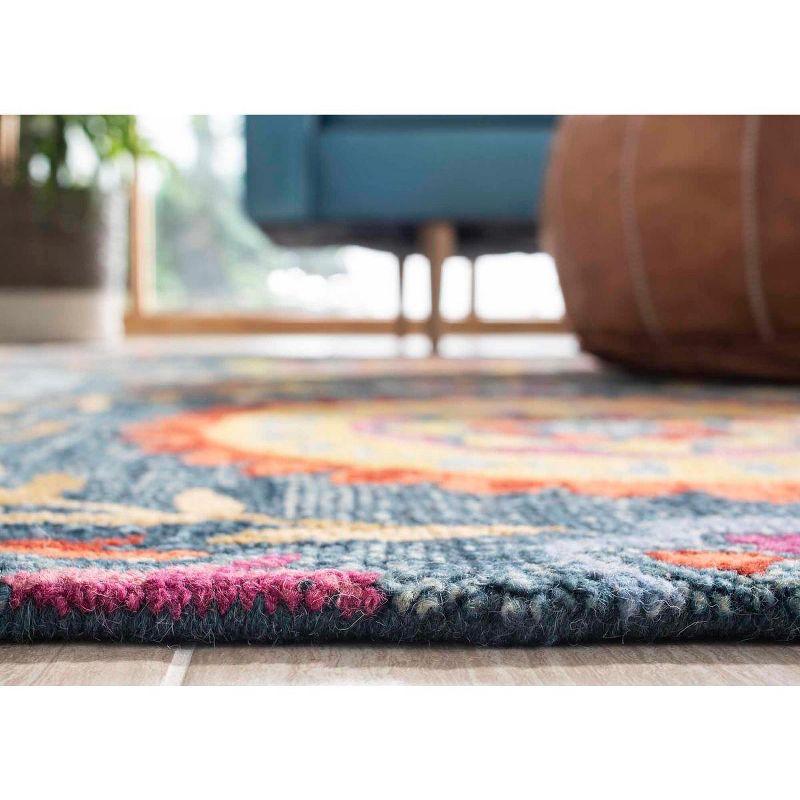 Suzani SZN374 Hand Hooked Indoor Area Rug - Blue/Multi - 8'x10' - Safavieh