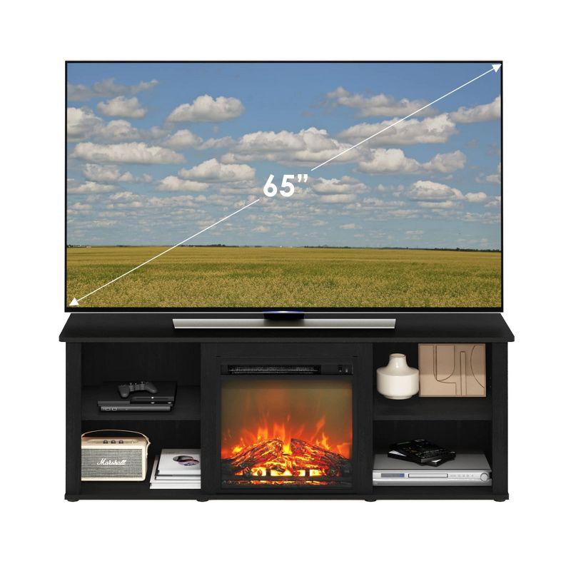 Furinno Classic Fireplace TV Stand Entertainment Console Media Center W/18" Electric Fireplace for TVs up to 60",Americano