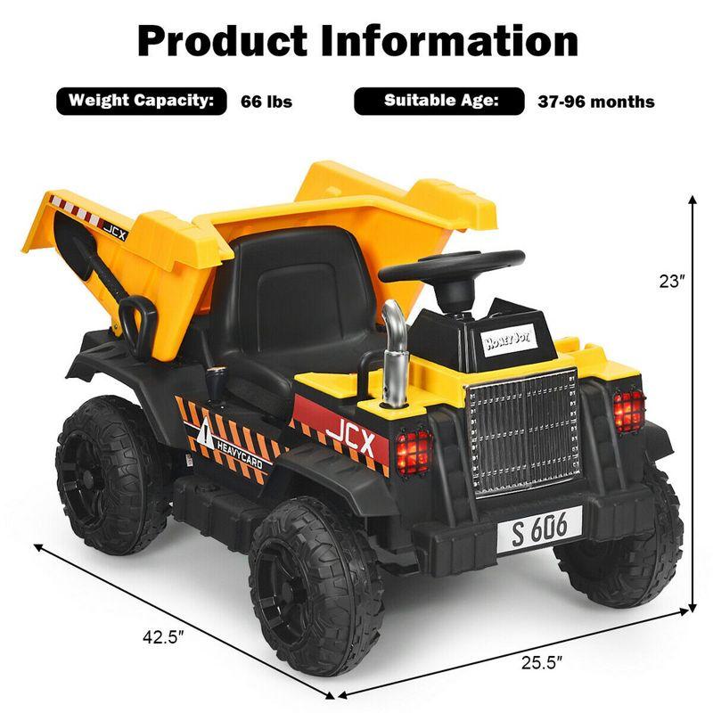 Costway 12V Battery Kids Ride On Dump Truck RC Construction Tractor w/ Electric Bucket & Electric Dump Bed