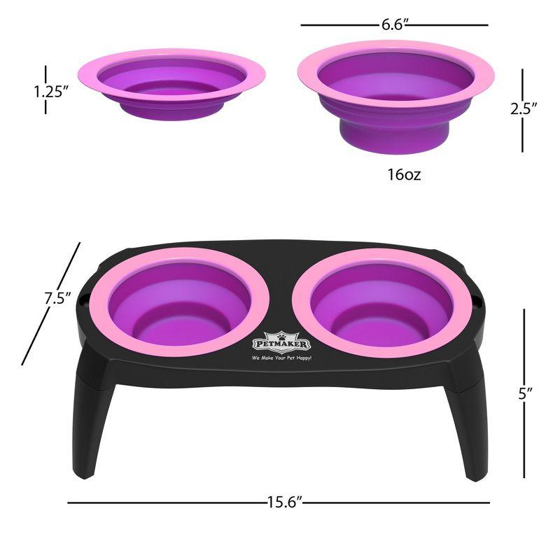 PETMAKER Raised Cat and Dog Food Bowl Stand, Pink