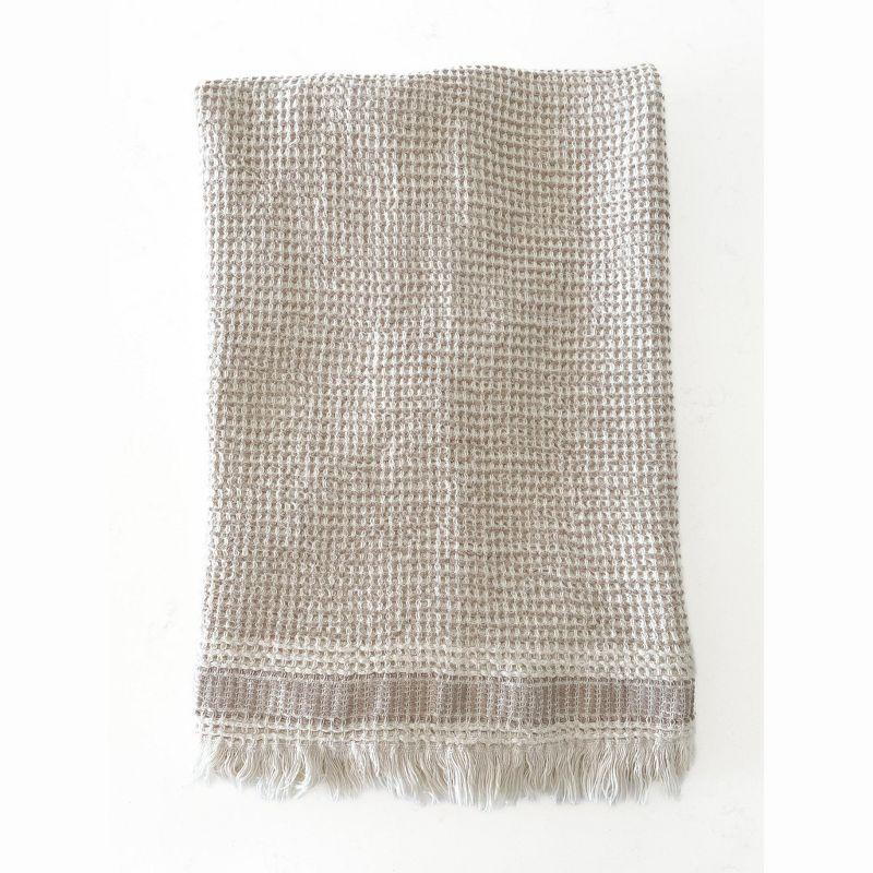 Mini Waffle with Striped Edge Cotton Bath Towel - Anaya