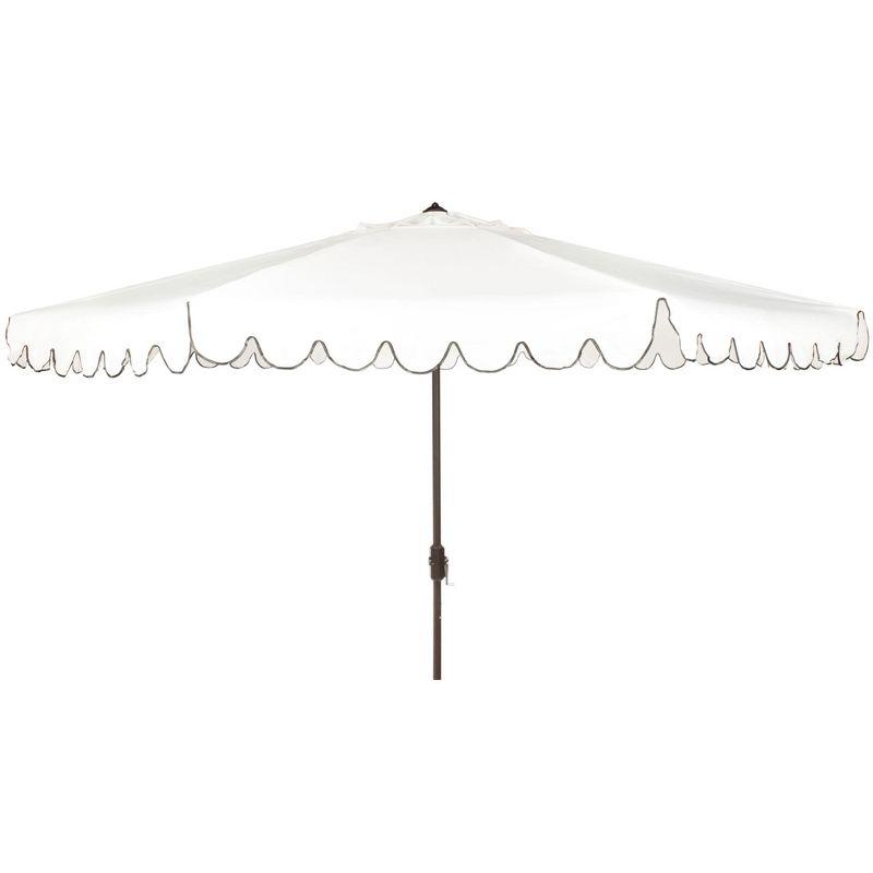 Venice 11Ft Round Crank Umbrella - PAT8110 - Ivory/Black - Safavieh