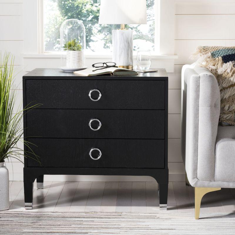 Lorna 3 Drawer Nightstand - FOX6232 - Black - Safavieh Couture