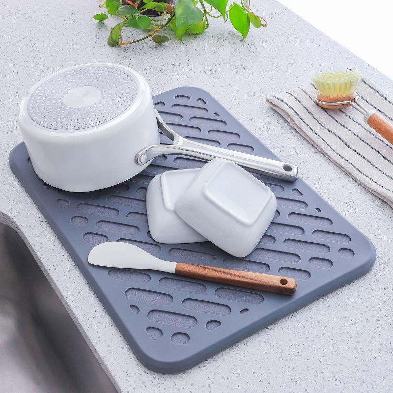 Better Houseware The Magic Stone and Silicone Quick-Dry Dish Mat in Gray