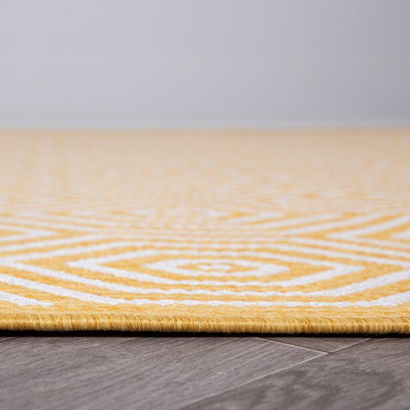 World Rug Gallery Modern Geometric Textured Flat Weave Indoor/Outdoor Area Rug - YELLOW 5' X 7'