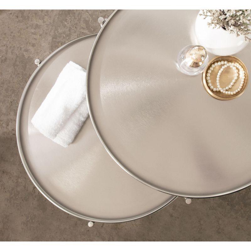 Kate and Laurel Ulani Round Metal Nesting Table, 2 Piece, Silver