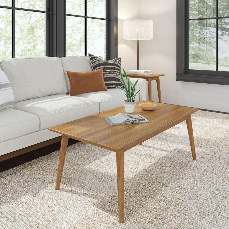 Pecan Solid Wood Mid-Century Modern Rectangular Coffee Table