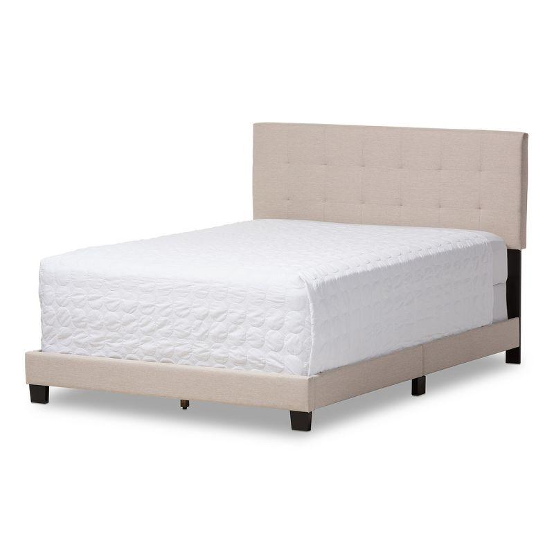 Baxton Studio Queen Brookfield Modern and Contemporary Fabric Upholstered Grid Tufting Bed Beige: MDF Frame, Polyester Fill, Requires Assembly