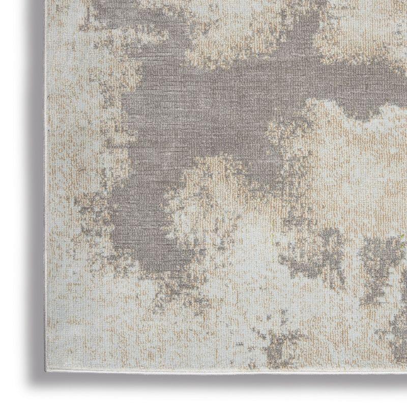 Gray Abstract Hand-knotted Rectangular Synthetic Rug