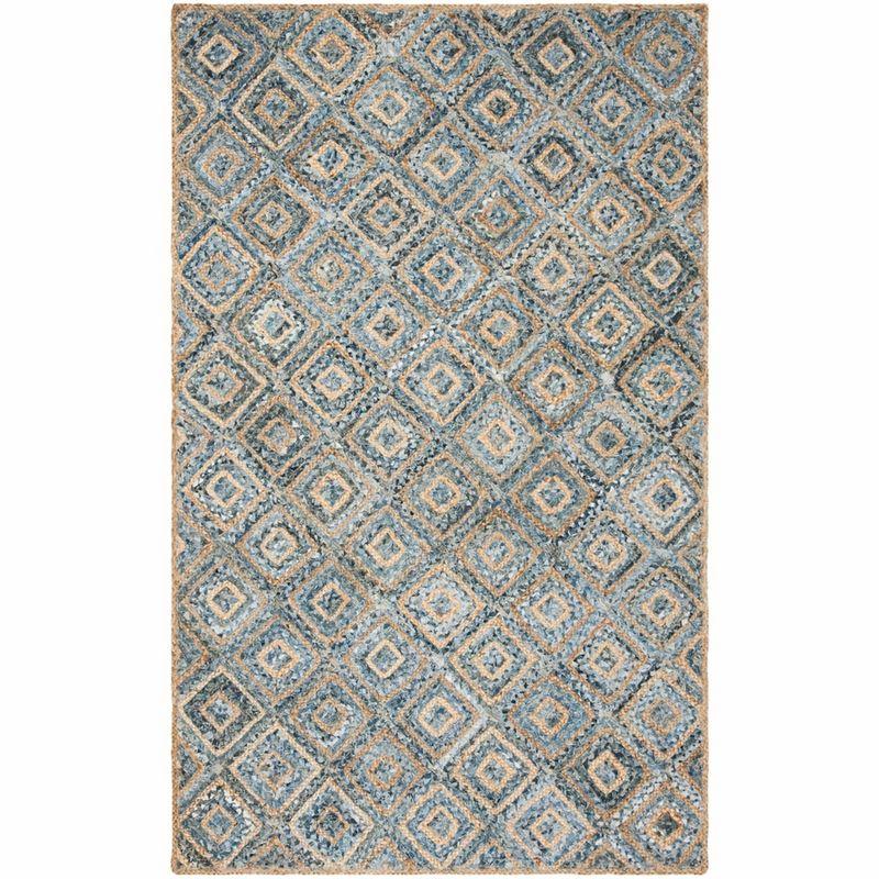 Cape Cod CAP354 Woven Indoor Area Rug - Natural/Blue - 4'x4' - Safavieh