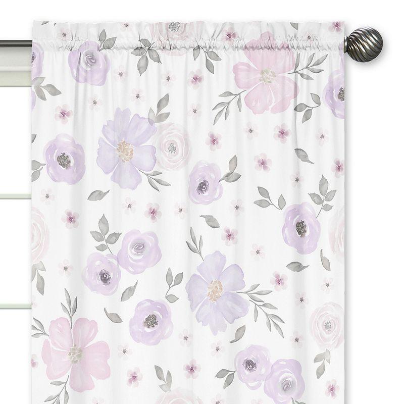 Watercolor Floral Semi-Sheer Rod Pocket Curtain Panels (Set of 2)