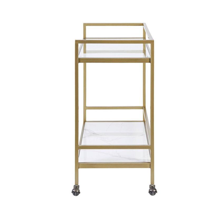 Martha Stewart Lionel 2-Tier Bar Cart with Glass Top and Ceramic Shelf