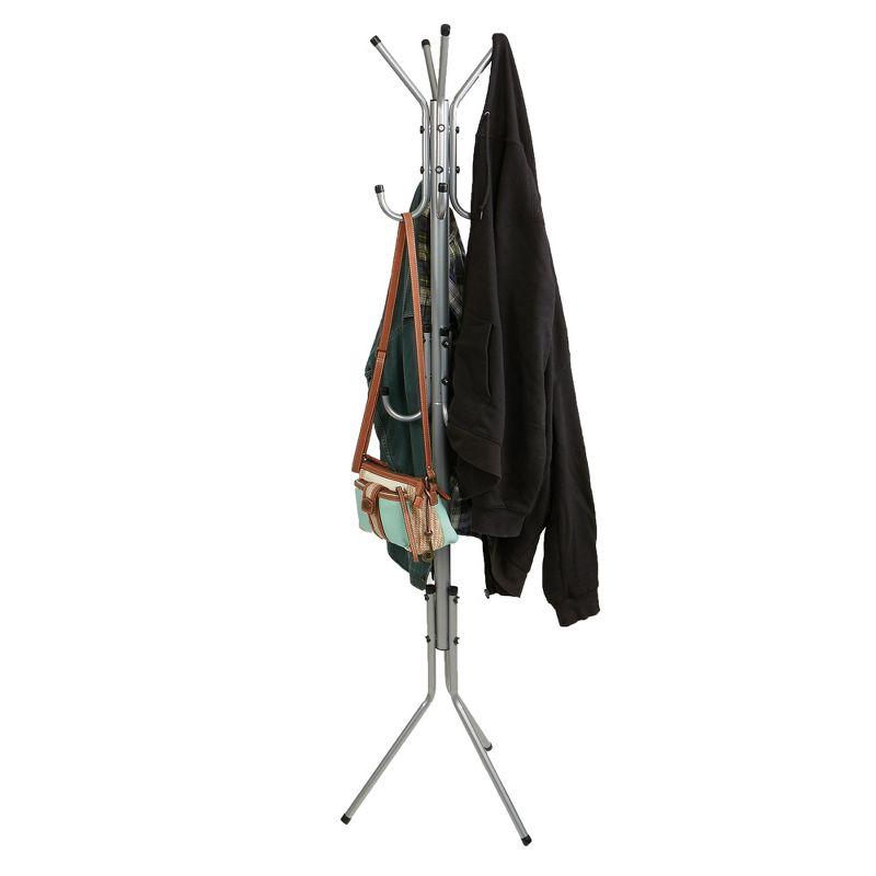 Mind Reader 3-Tier Standing Coat Rack, 11 Hooks, Silver