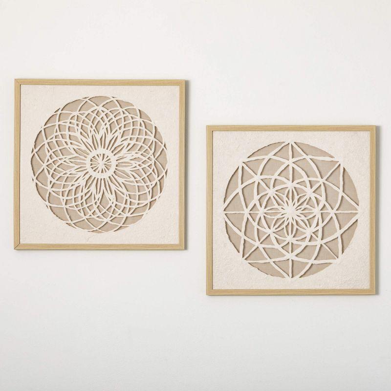 Handmade Rice Paper Mandala Abstract Art Print Set