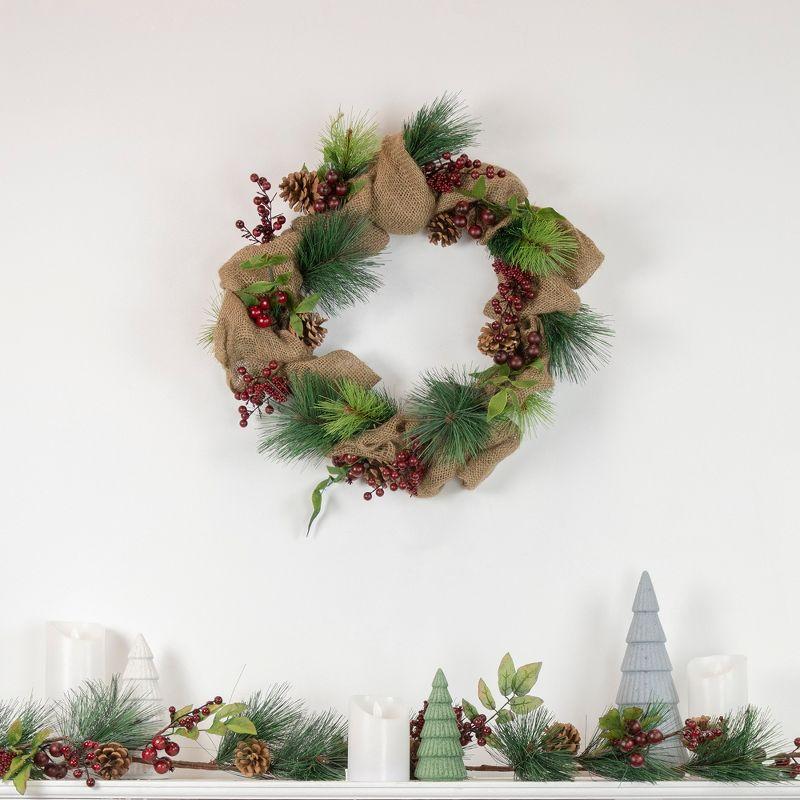 Northlight Seasonal 4.5' x 5.5" Green and Red Snow Dusted Artificial Christmas Garland - Unlit