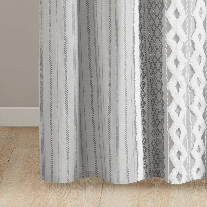 72"x72" Imani Chenille Striped Cotton Printed Shower Curtain