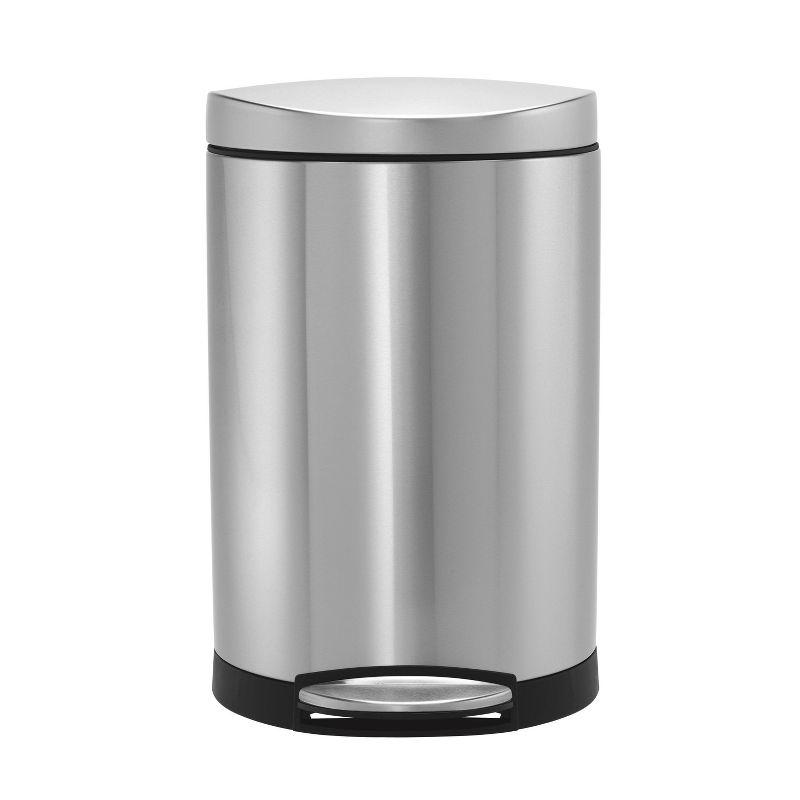 simplehuman 10L Semi-Round Step Trash Can Stainless Steel