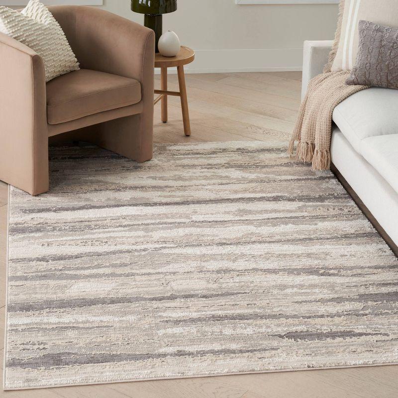 Nourison 6'x9' Modern Striped Sustainable Woven Area Rug with Lines Beige: Rectangle, Medium Pile, OEKO-TEX Certified