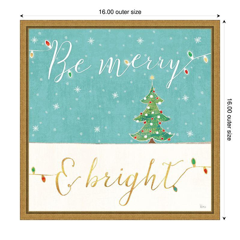 Amanti Art Be Merry and Bright Christmas Tree by Veronique Charron Canvas Wall Art Print Framed 16 x 16-in.