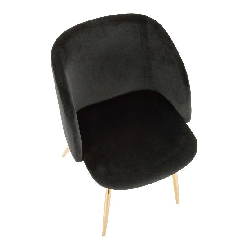 Set of 2 Fran Contemporary Dining Chairs Black/Gold - LumiSource: Velvet Upholstery, Metal Legs, Padded Bucket Seat
