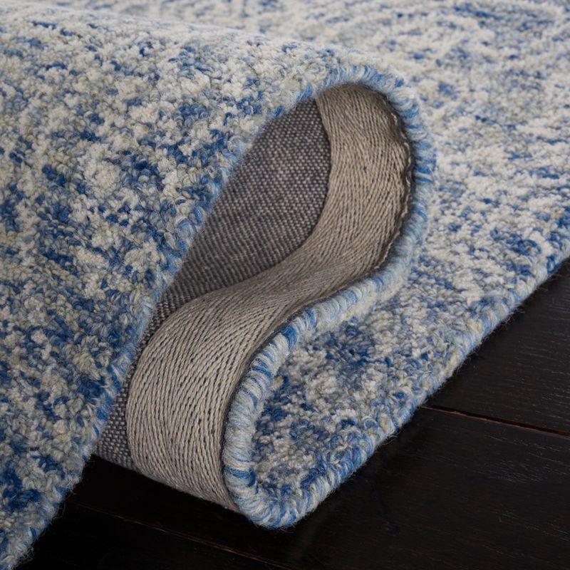 Hand-Tufted Blue Wool Square Area Rug