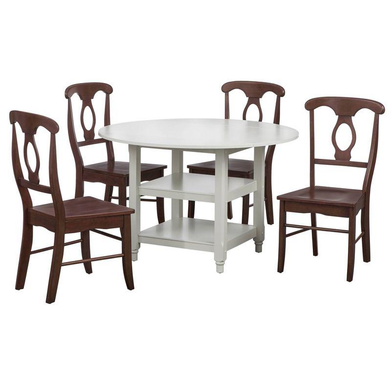 Napoli White and Walnut 5-Piece Drop Leaf Dining Set