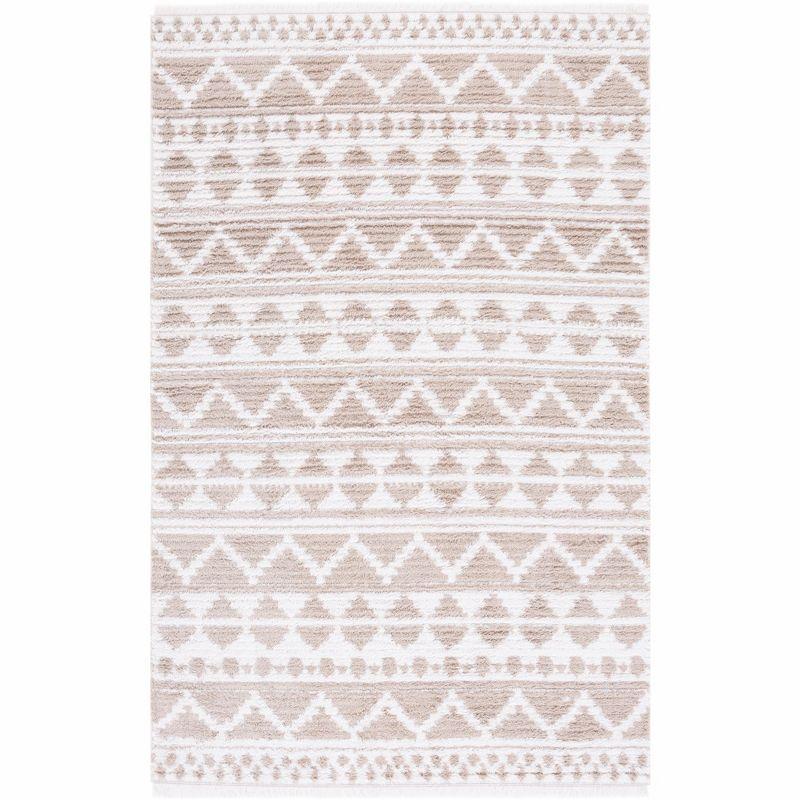 Ivory and Beige Flat Woven Synthetic 4' x 6' Area Rug