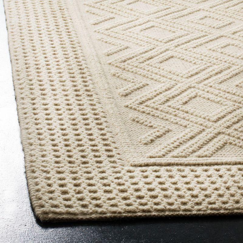 Ivory Hand-Woven Wool Geometric Runner Rug, 2'3" x 6'