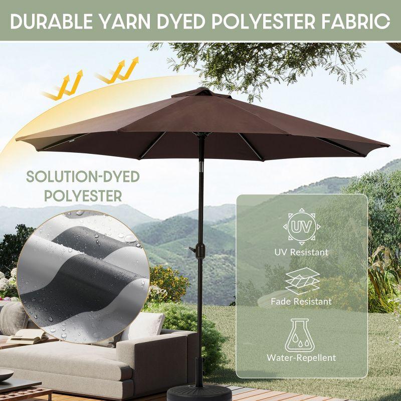 WestinTrends 9 Ft Outdoor Patio Market Table Umbrella with Tilt and Crank, Coffee