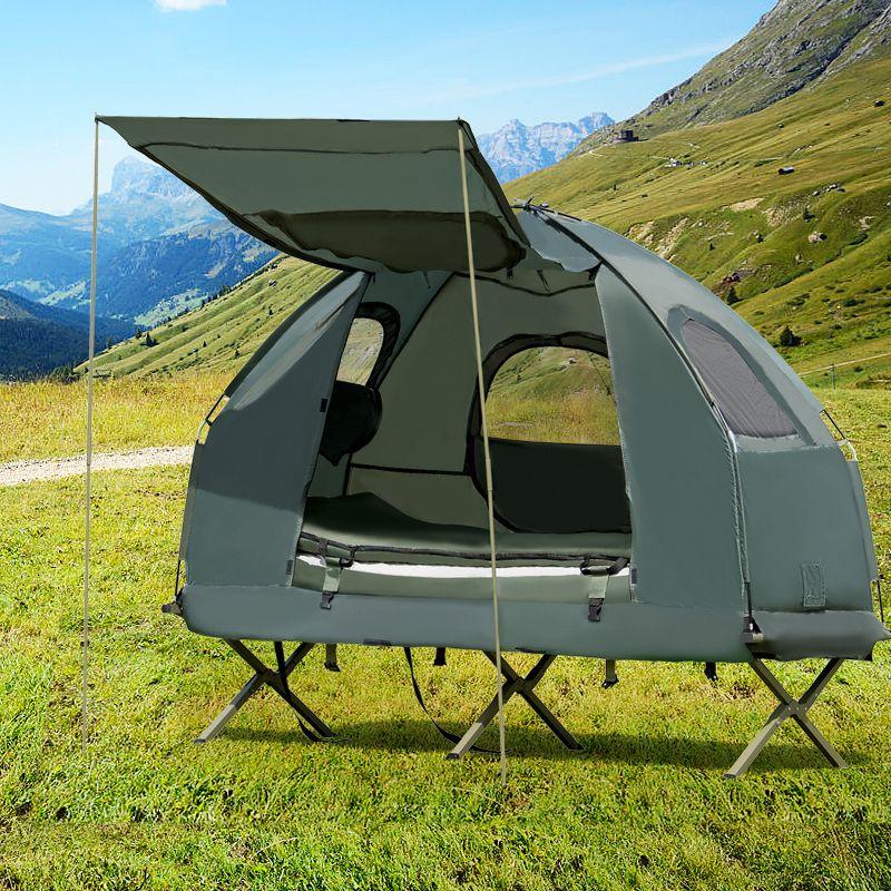 Tangkula 1-Person Folding Camping Tent Cot Portable Pop-Up Tent w/Sleeping Bag & Air Mattress for Outdoor