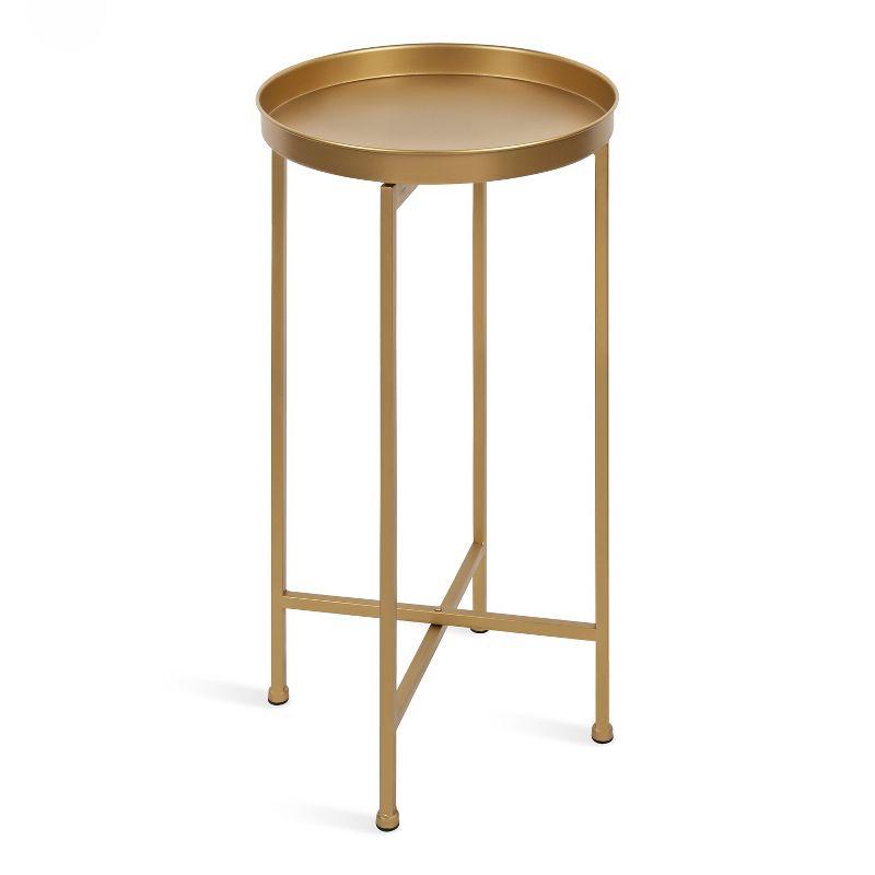 Kate and Laurel Celia Round Metal Foldable Tray Accent Table